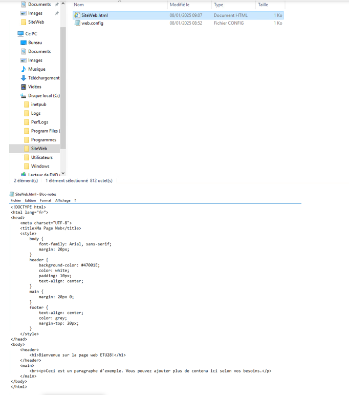 Code HTML du site ISS